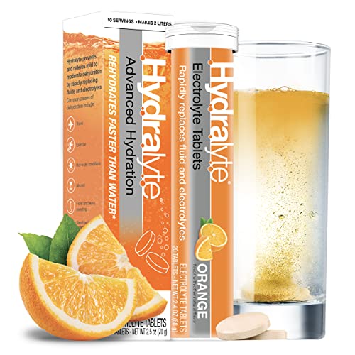 Hydralyte Electrolyte Tablets | Orange Electrolytes | Perfect for Bachelorette Parties, Workout Essential and A Travel Essential for Daily Hydration Needs | (10 Servings, 20 Electrolyte Tablets)