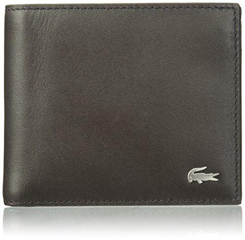 Lacoste Men's Fitzgerald Large Billfold and Coin Wallet, Dark Brown, One Size