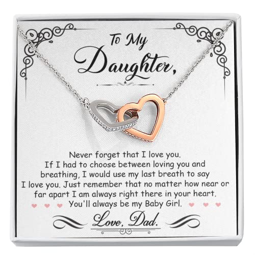 FG Family Gift Mall Birthday Gifts For Daughter Necklace, Father Daughter Gifts From Mom, Gifts For Daughter From Dad, Daughter Necklaces From Mom, Daughter Jewelry From Dad, To My Badass Daughter Crown Necklace (Standard Box, Breathing Interlocking)