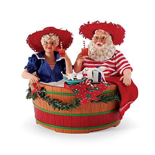 Department 56 Possible Dreams by The Sea Santa and Mrs. Claus Hot Tub Party Figurine, 8 Inch, Multicolor