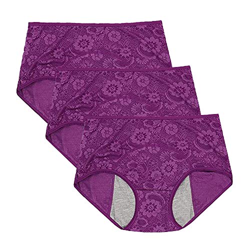 Period Panties Menstrual Underwear Menstrual Panties Jacquard Easy Clean Panties US Size XXS-4XL/11 (US Size XXX-Large/10, purple purple purple)
