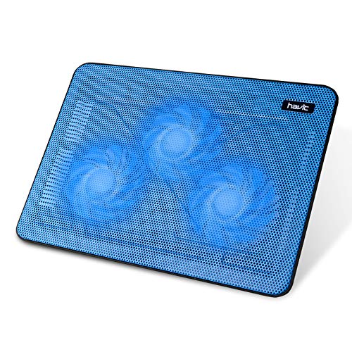 Havit HV-F2056 15.6-17 Inch Laptop Cooler Cooling Pad - Slim Portable USB Powered (3 Fans) (Blue)