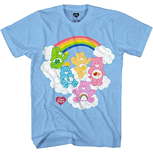 Care Bears T-Shirt - Classic Care Bears Distressed Look Shirt for Men or Women, Heather Light Blue, X-Large