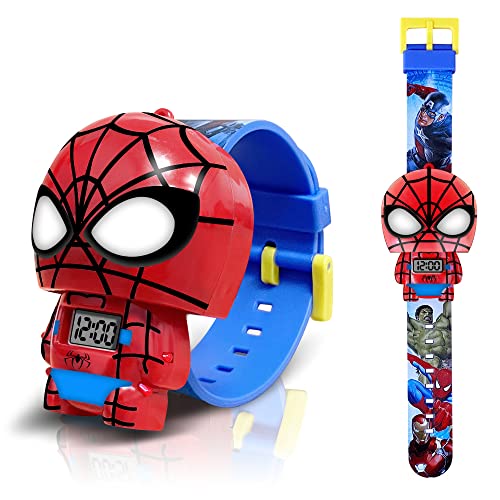Superhero Kids Watch, Kids Digital Watch for Boys Girls, Easy Read Cute Cartoon Wrist Watches Toy, Gift for Holiday, Birthday, Christmas (RedSpiderMan)