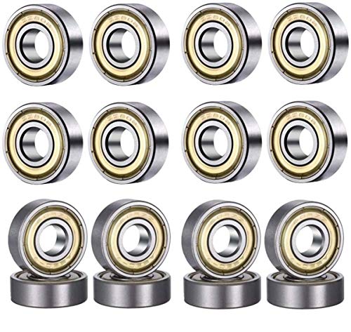 608 ZZ Ball Bearings(10PCS), 608ZZ Metal Double Shielded Miniature Deep Groove Skateboard Ball Bearings (8mm x 22mm x 7mm)