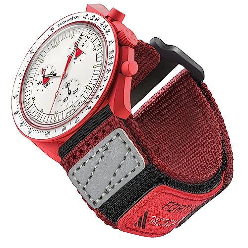 Ritche 20mm Quick Release Nylon Moonswatch Band for Men Omega x Swatch Strap compatible with Speedmaster/Seamaster/Railmaster/Mission to the Earth/Neptune, Red, Valentine's day gifts for him or her