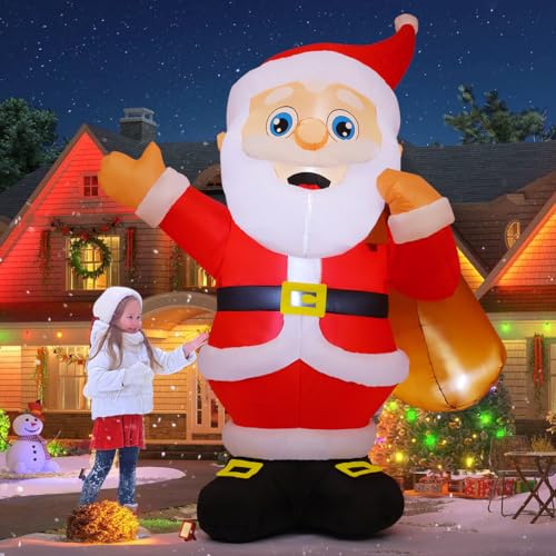 GOOSH 8.3 FT Christmas Inflatables Santa Claus Outdoor Decorations Blow Up Yard Santa Claus with Big Gift Bag with Built-in LEDs for Garden Lawn Indoor Party Decor
