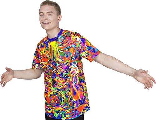 Abstract Beauty Real Elephant Glow Stick Vintage Decor Blacklight Party T-Shirt Medium