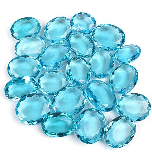 GEMHUB Wholesale Set of 4 Piece 200 Ct Sparkling Swiss Blue Topaz Faceted Gemstone Oval Shape Jewelry Making Loose Gemstones Beads