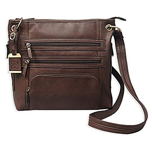 Bulldog Cases BDP-039 Large Cross Body Style Purse with Holster Chocolate Brown (14' X 12' X 3')