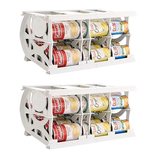 Shelf Reliance Compact Cansolidator Pantry Food w/Rotation System, Interlocking Assembly & Adjustable Panels Holds Up To 40 Cans, White (2 Pack)