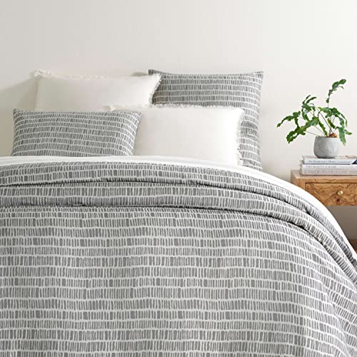 Pine Cone Hill Talus Granite Duvet Cover, King Size, Grey Graphic Pattern