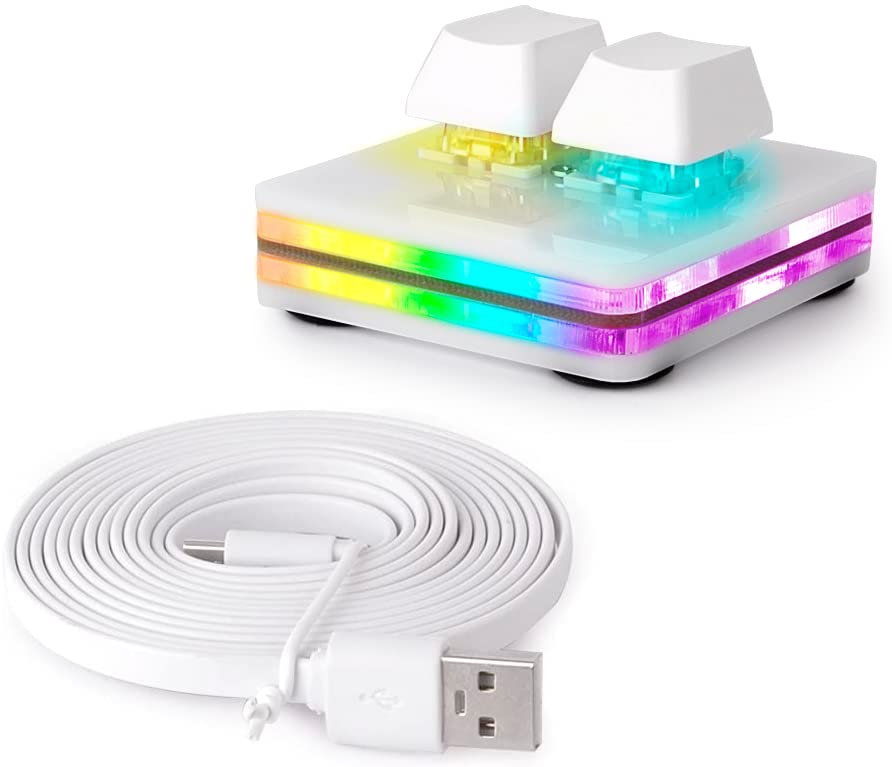 Ecarke 2-Key Gaming Keyboard, USB Mini 2-Key Keyboard, Mechanical Gaming PC Keyboards, Programming Macro with Software OSU HID Standard Keyboard(Upgrade Cherry Shaft & RGB LED)