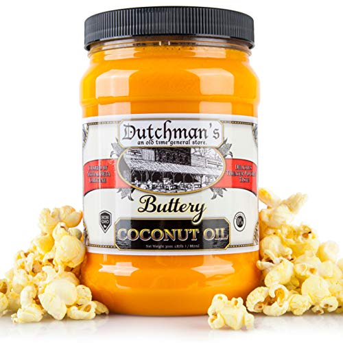 Dutchman’s Popcorn Coconut Oil | Butter Flavored Oil, 30oz Jar - Colored with Natural Beta Carotene, Makes Theater Style Popcorn, Vegan, Healthy, Zero Trans Fat, Gluten Free, Made in USA