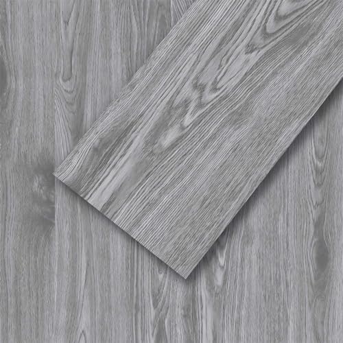 Mysflosy Peel and Stick Floor Tiles, Self-Adhesive Luxury Vinyl Flooring Plank,6x36inch 36pack 54 Sq.Ft, Waterproof DIY Deep Wood Grain Planks Easy to Install for Kitchen, Living Room, Light Grey