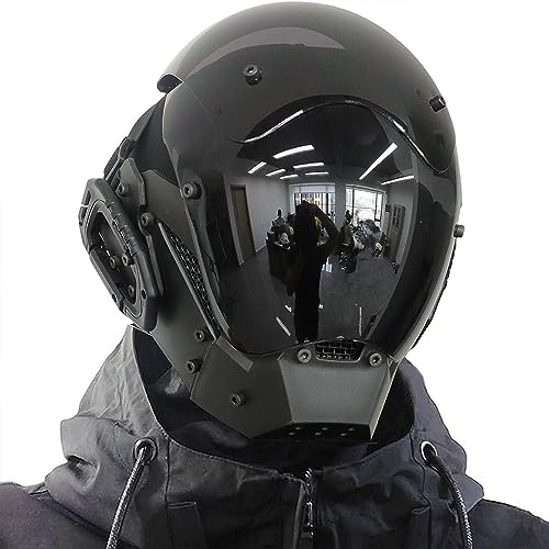 MAKSJIU Punk Gothic Mask Futuristic Techwear Sci Fi Gothic Mask Halloween Cosplay Halloween Party Music Accessories (Ear style)