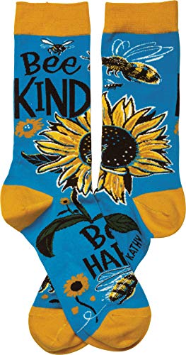 Primitives by Kathy LOL Made You Smile Gift Socks, Blue, Yellow, Brown, medium