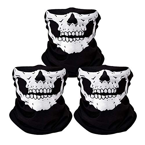 ZKSM 3 PCS Skull Mask Breathable Skull Face Masks Black Seamless Skull Balaclava Mask for Motorcycle Bike Hiking Ski Halloween Outdoor Riding