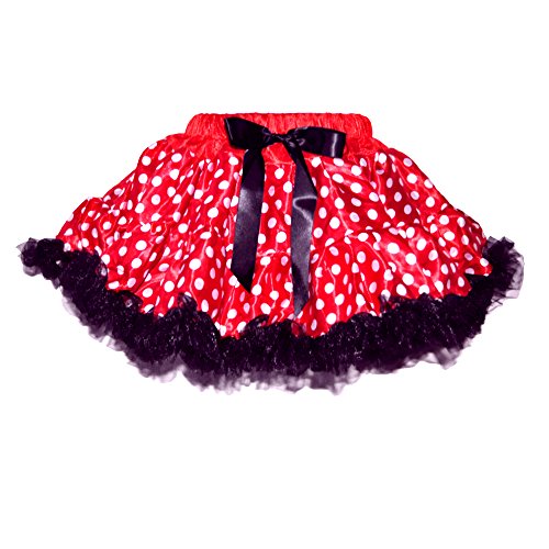 GoForDance Miki Mouse Polka Dots Red/White 2 Layers Tutu 2 w/Black Ruffle Trim (Small)