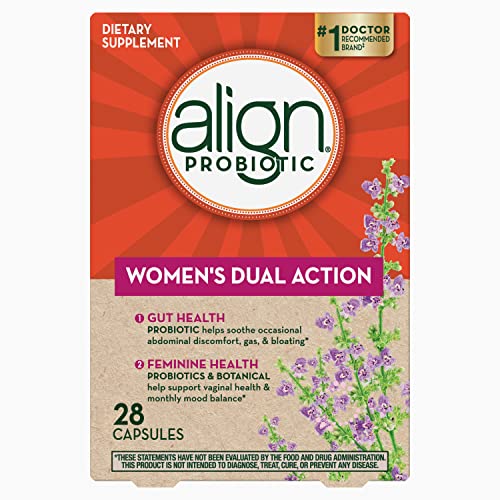 Align Probiotic, Women's Dual Action, Probiotics for Women, Multi-Strain Probiotic with Chaste Tree, Supports Feminine Health, Soothes Occasional Abdominal Discomfort, Gas, Bloating, 28 Capsules