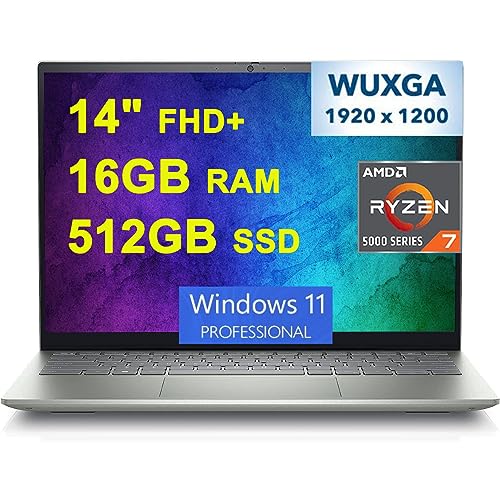 Dell Inspiron 14 5425 Business Laptop 14' FHD+ Anti-Glare Comfortview Plus AMD 8-core Ryzen 7 5825U Processor i7-1255U 16GB RAM 512GB SSD USB-C Fast Charging FHD Webcam MaxxAudio Win11Pro Silver