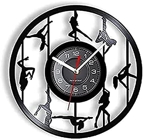Silent Wall Clock Sexy Pole Dancers Wall Decor Modern Clock Exotic Acrobatics Pole Dancer Vinyl Record Wall Clock Sexy Cute Stripping Girl Wall Art 30 Cm
