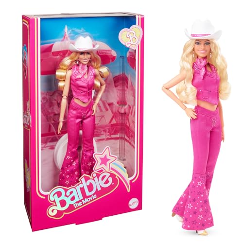 Barbie: The Movie Collectible Doll Margot Robbie as in Pink Western Outfit, Pink,silver
