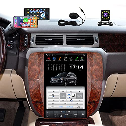 12.1''IPS Screen Android 9.0 Car Stereo for GMC Yukon/Chevrolet Tahoe Silverado 2007-2012 Compatible with Auto A/C Car Radio Player in Dash 2 Din with Carplay Android Auto +Voice Control DSP BT 4+64GB