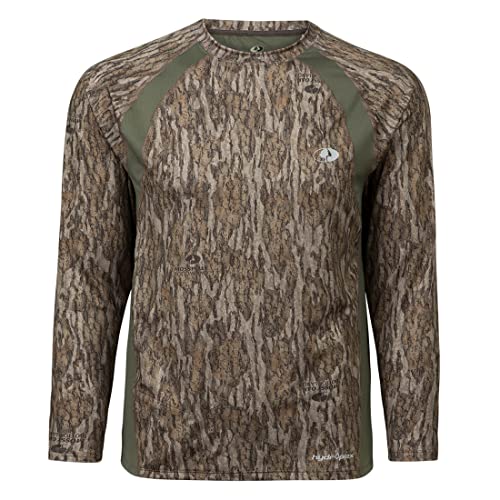 Mossy Oak Standard Men Lightweight Camo Shirts Hunting, Bottomland, Large