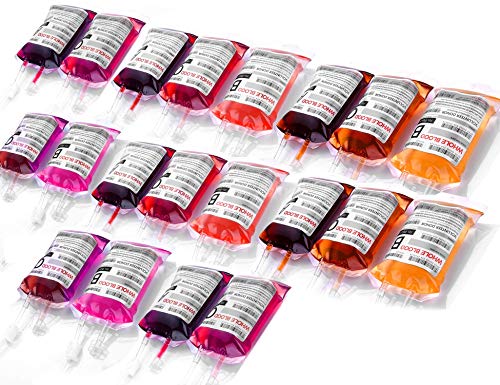 WYNK 20 Pack Halloween Decorations Blood Bag for Drink, 11.5 FL Oz Reusable Cups Containers, Live Blood of Theme Parties, Halloween/Vampire/Hospital Theme Party Favors, Nurse Graduation Party Props