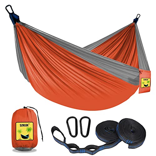 SZHLUX Camping Hammock Double & Single Portable Hammocks with 2 Tree Straps, Great for Hiking,Backpacking,Hunting,Outdoor,Beach,Camping