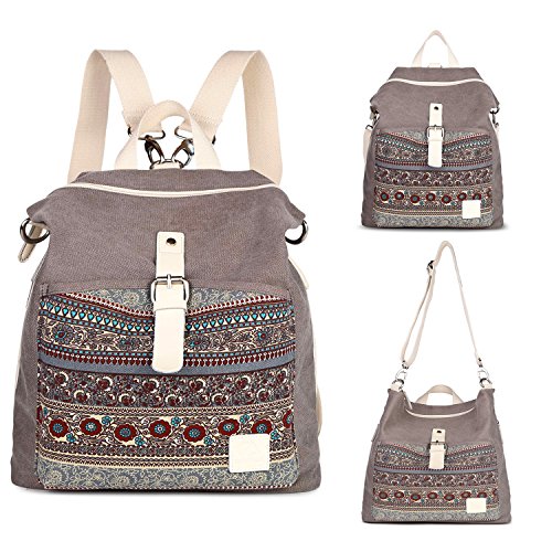 Backpack Purse Women Girls Canvas Backpack/Rucksack Convertible Shoulder bag Casual Daypack Medium
