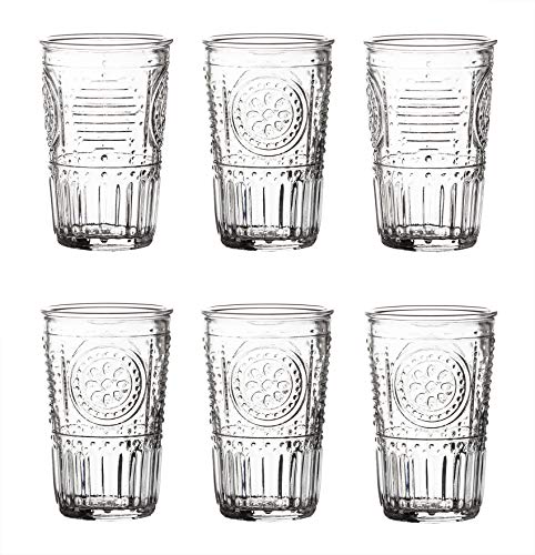 Bormioli Rocco Romantic Set Of 6 Tumbler Glasses, 11.5 Oz. Clear Crystal Glass, Made In Italy.