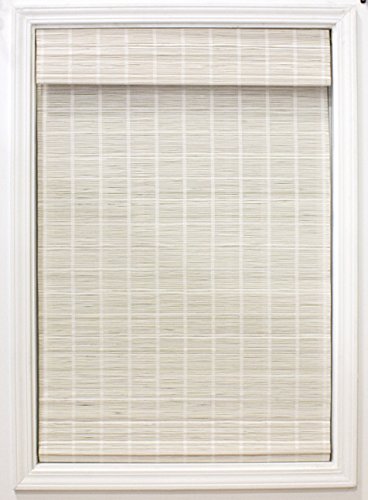 Radiance Cordless Bamboo Roman Shades for Windows - Matchstick Bamboo Blinds for Semi-Private Light Control - Easy to Lift & Fold Up Window Shades - White - 31' W x 64' L - (2215330E)