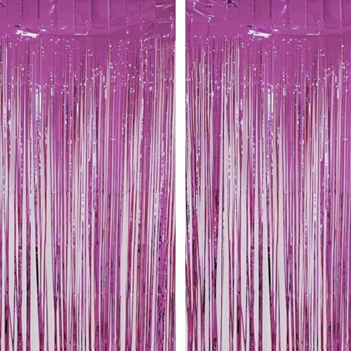 ShineJD, Pink Streamers Party Decorations - Pack of 2 | Pink Backdrop Curtain for Happy New Years Decorations 2024 | Pink Backdrop for Pink Party Decorations, Birthday, Wedding.