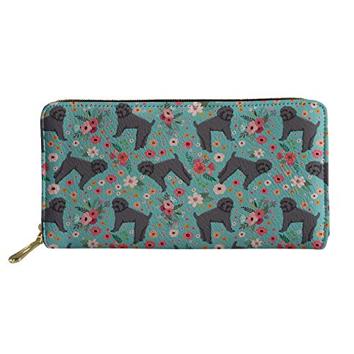 ELEQIN Long Clutch Handbag Casual Coin Case Floral Schnoodle Pattern Lightweight Wallet Casual Clutch Purse
