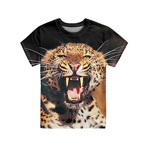Xhuibop Cheetah Print Boys T Shirts for Kids Size 5-6 Short Sleeve Active Sportswear Summer Clothes for Teens Crewneck Athletic Pullover Tees