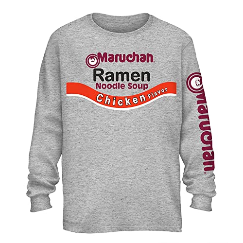 Maruchan Men's Cup Noodles T-Shirt Ramen Noodles Happiness in a Cup Long Sleeve Shirt (Heather, XX-Large)