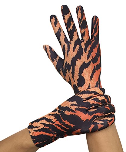 Seeksmile Adult Spandex Gloves Wrist Length Halloween Cosplay Costume Glove (Free Size, Tiger)