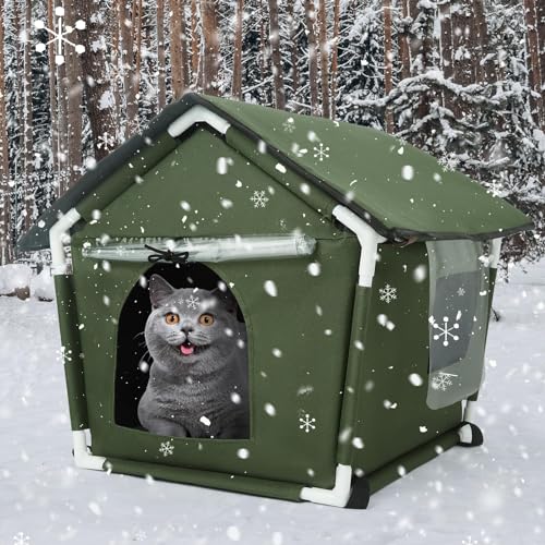 Outdoor Cat House Weatherproof, Cat House for Outdoor Cats, Feral Cat House with Mat and Edging Nails for Outside-Provides Cozy Shelter for Stray and Outdoor Cats (02)