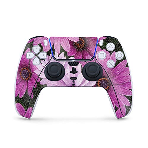 MightySkins Glossy Glitter Skin Compatible with PS5 / Playstation 5 Controller - Purple Flowers | Protective, Durable High-Gloss Glitter Finish | Easy to Apply and Change Styles | Made in The USA