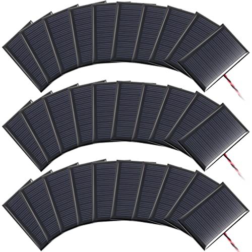 Retisee 30 Pcs 5V 30mA Mini Solar Cells Mini Solar Panels Mini Polysilicon Solar Cells DIY Electric Toy Materials Photovoltaic Cells with Wires Solar DIY System Kits