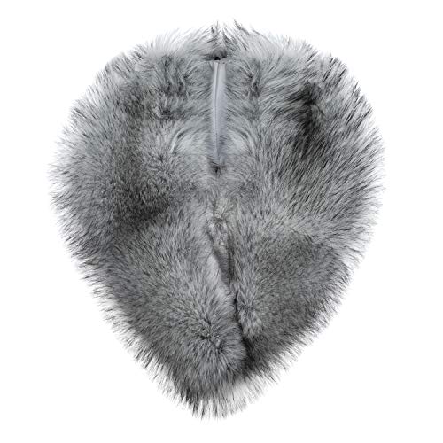 Futrzane Detachable Faux Fur Collar Wrap for Women - Retro Scarf - Like Real Fur (Silver Fox)