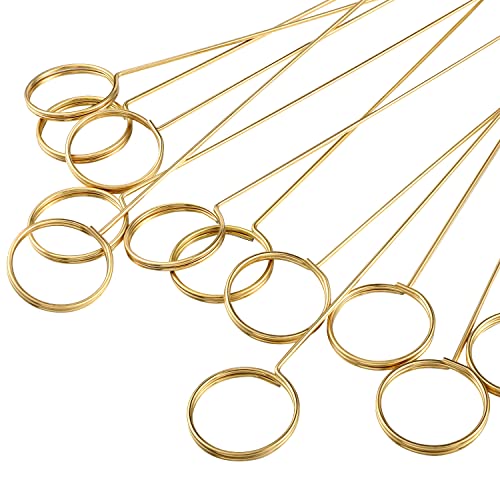Metal Wire Floral Place Card Holder,Timenu Round Photo Memo Holder Pick Gold Floral Card Holder Clip for Wedding Party Birthday Office Cake Topper Shower Party Flower Favor ( 30 Pcs )