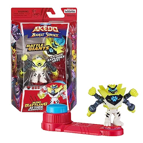Legends of Akedo Beast Strike Battling Giant White Paw. Mini Battling Warriors. Armor Explodes Off During Battle. Ready, Fight, Split Strike. Small