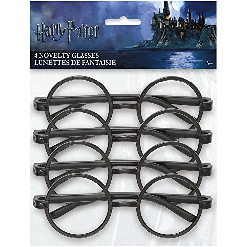 Unique Authentic Black Harry Potter Glasses - Pack of 4 - Magical Cosplay & Enchanting Style - Perfect for Costume Parties
