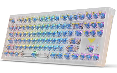 AULA Wireless Mechanical Keyboard, 3 in 1 Hot Swappable RGB Mechanical Gaming Keyboard with Transparent keycaps, 17 RGB Modes and 19 Side Light Modes, 87 Keys Anti-ghosting for Windows Mac PC Gamers