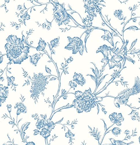 NextWall Jasmine Chinoiserie Peel and Stick Wallpaper (Carolina Blue)