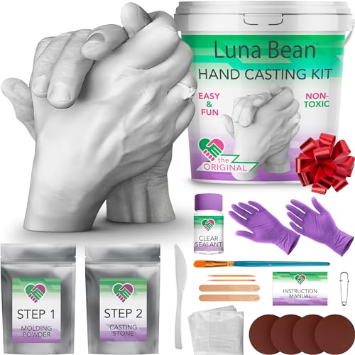 Luna Bean Hand Casting Kit - Hand Mold Kit Couples Gifts - Christmas Gifts for Women, Mom - Gifts for Her, Him - Unique Anniversary & Bridal Shower Gifts, Wedding, Engagement, Grandma Gifts