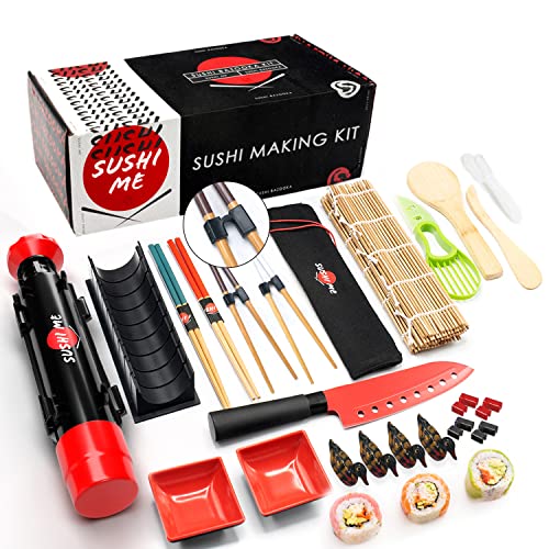 SushiMe Deluxe Sushi Making Kit - 24-Piece Professional Grade Set with Bamboo Roller & Easy Sushi Bazooka - Complete Chef's Tools - Perfect for Beginners and Sushi Lovers